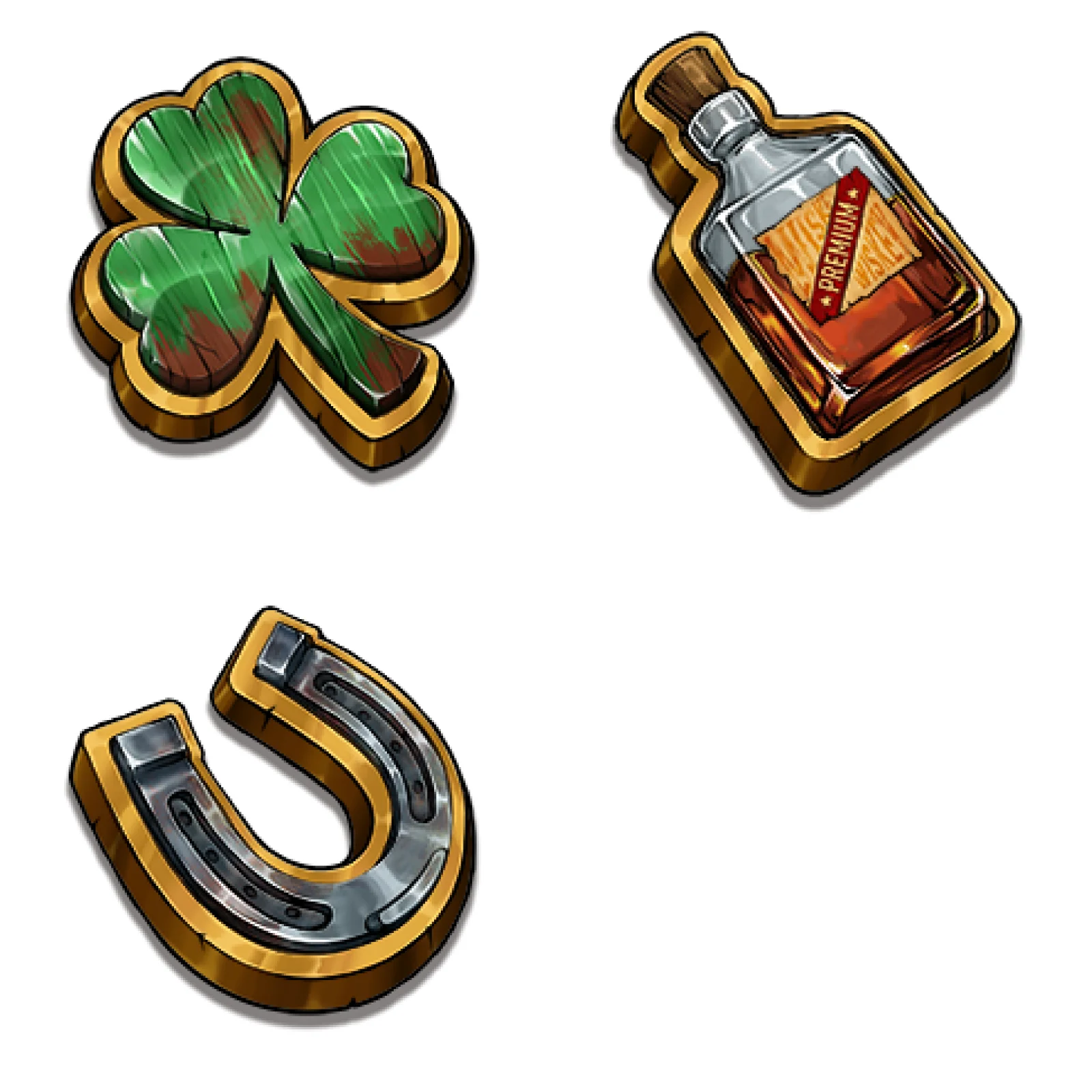 Clover, Bottle, Horseshoe