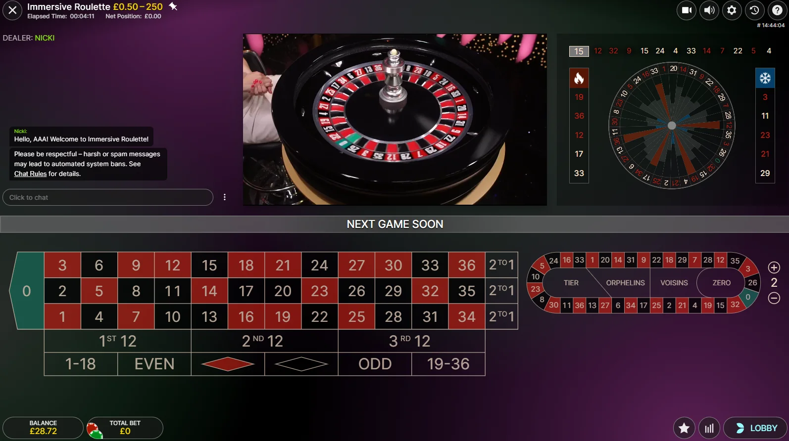 Immersive Roulette Live Preview